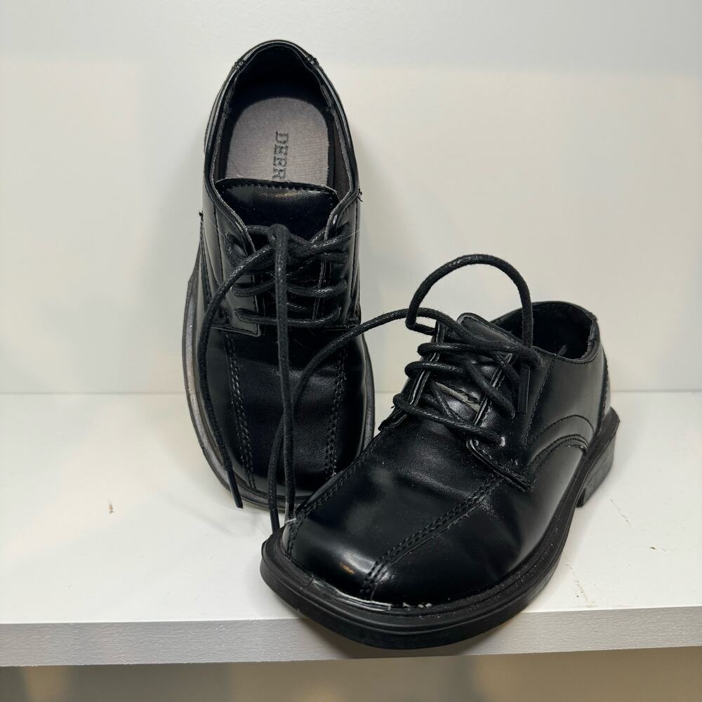 Deer Stags Black Leather Toddler Comfort Dress Shoes size 8.5